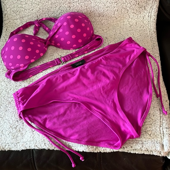 APT 9 Bikini Swimsuit Set in Magenta with Light Pink Dots - Picture 2 of 13